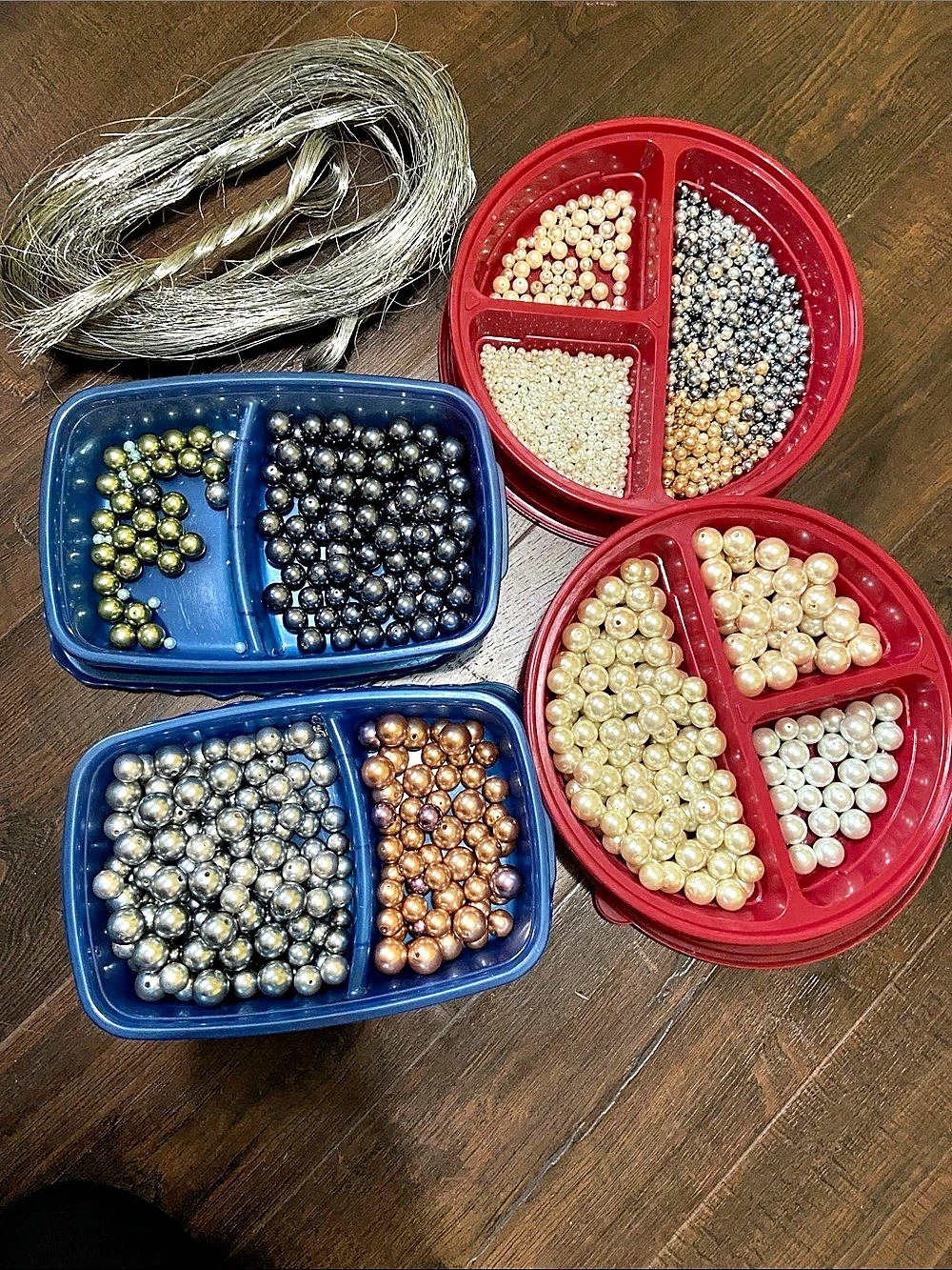 Assorted Multicolor Craft Pearl Beads & Wire Lot